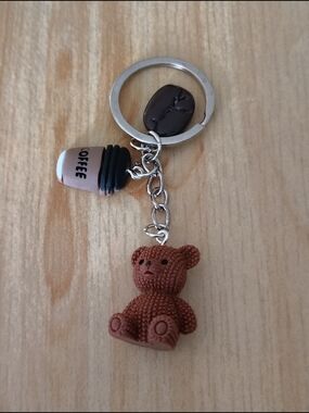 Teddy Bear and Coffee Keychain